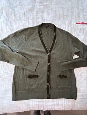 J Crew Harlow Velvet Trim Cardigan Sweater